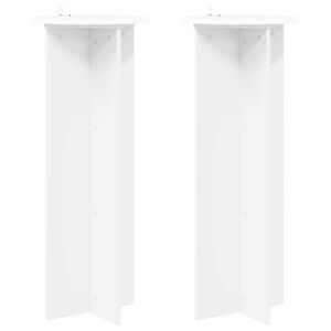 vidaXL Support de Plante 2 pi&egrave;ces Blanc &Oslash;40 x 100 cm Bois d'ing&eacute;nierie