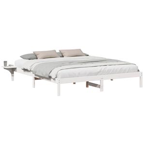 vidaXL Cadre de lit Blanc 200 x 200 cm Pin massif