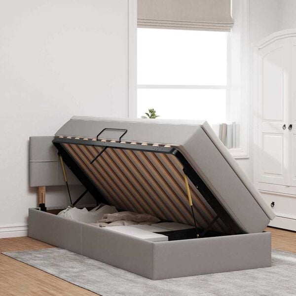 vidaXL Lit avec rangement et matelas avec matelas Taupe 90 x 200 cm