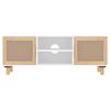 vidaXL Meuble TV Blanc 105x30x40cm Bois de pin massif et rotin naturel