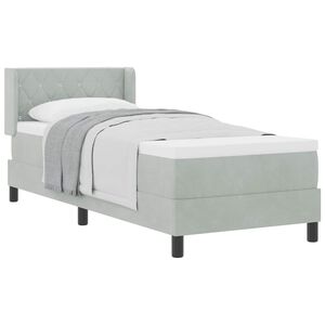 vidaXL Lit &agrave; ressorts avec matelas Gris clair 200 x 80 cm Velours