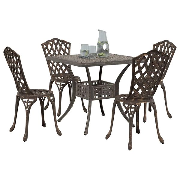 vidaXL Ensemble de tables de jardin 5 pcs Bronze Aluminium coul&eacute;