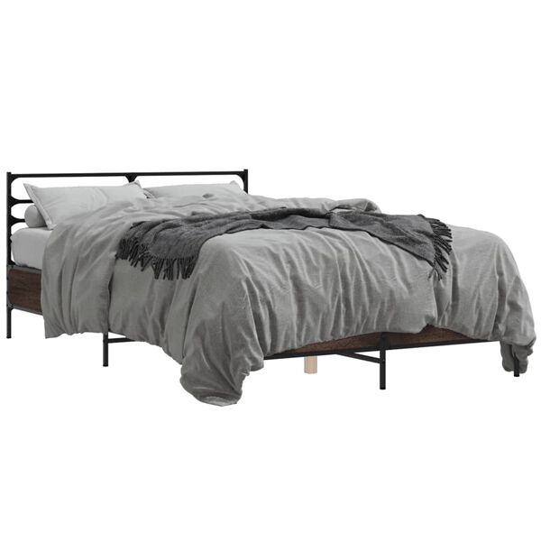 vidaXL Cadre de lit sans matelas ch&ecirc;ne marron 135x190 cm