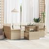 vidaXL Ensemble de canap&eacute; de jardin 7 pcs Beige Poly Rattan