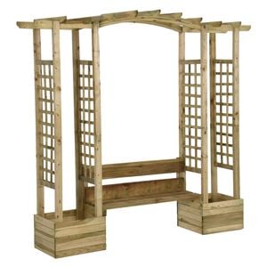 vidaXL Pergola de jardin avec banc et jardini&egrave;res Bois de pin impr&eacute;gn&eacute;