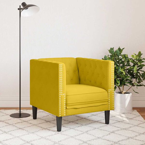 vidaXL Fauteuil Chesterfield jaune velours