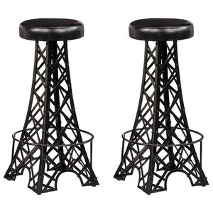 vidaXL Tabourets de bar lot de 2 cuir v&eacute;ritable