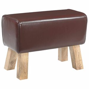 vidaXL banc 60 x 30 x 45 cm Cuir v&eacute;ritable Marron fonc&eacute;
