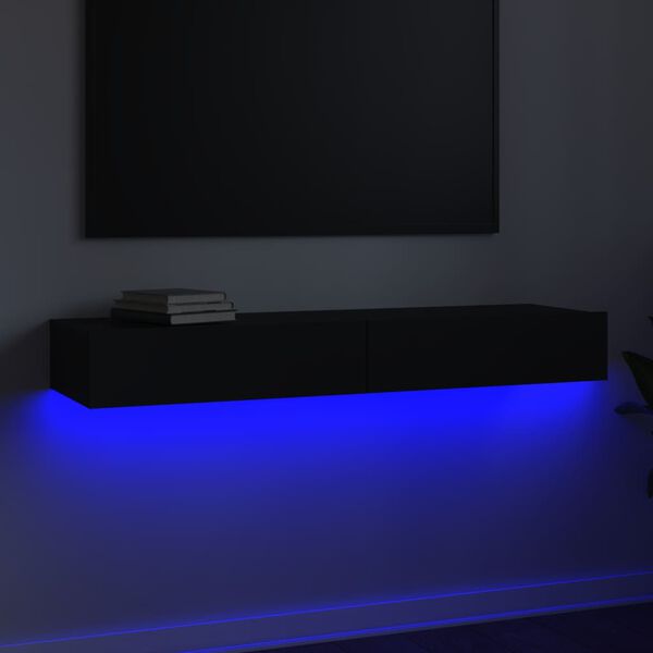 vidaXL Meuble TV avec lumières LED Noir 120x35x15,5 cm