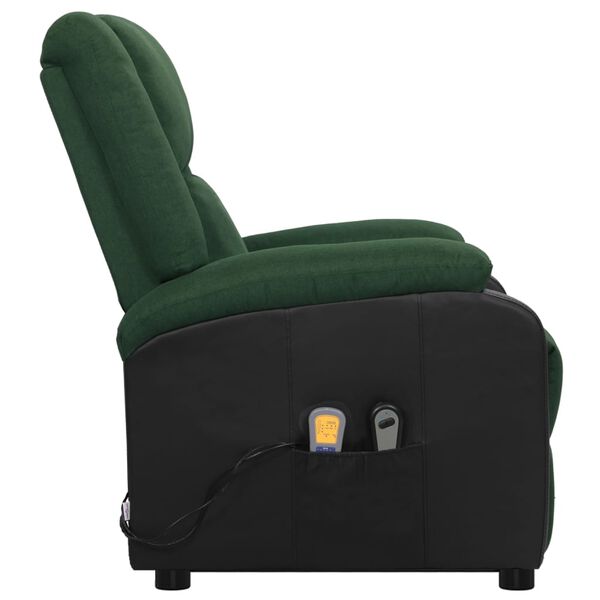 vidaXL Fauteuil de massage Vert fonc&eacute; Tissu