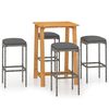 vidaXL Ensemble de bar de jardin avec coussins 5 pcs Gris