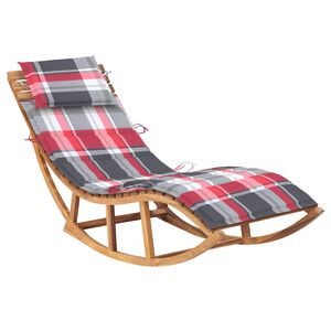 vidaXL Chaise longue &agrave; bascule avec coussin Bois de teck solide