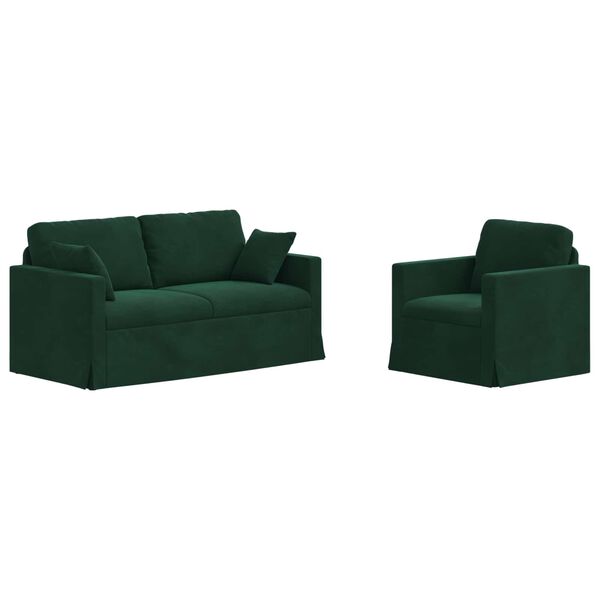vidaXL Canap&eacute; 2 pcs Vert fonc&eacute; 158 x 78 x 80 cm Velours