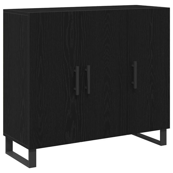 vidaXL Buffet Ch&ecirc;ne noir 90 x 34 x 80 cm Bois d'ing&eacute;nierie