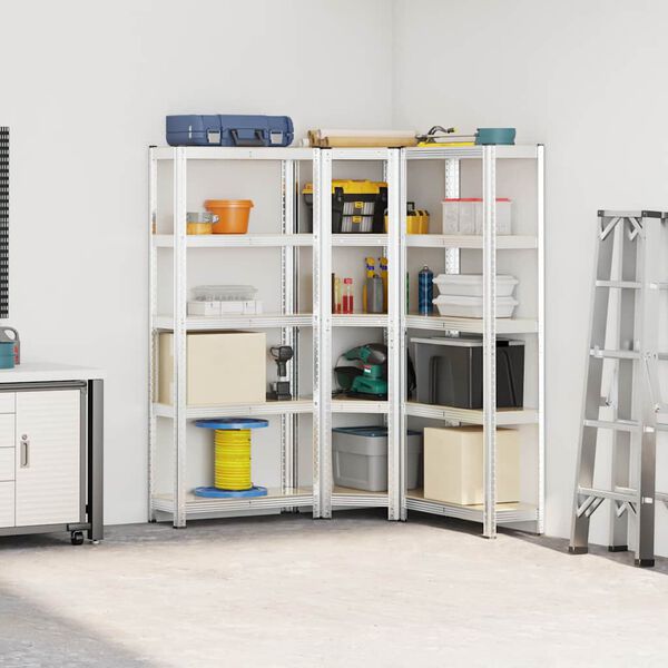 vidaXL Ensemble d'étagères à 5 niveaux 3 pcs acier bois d'ingénierie