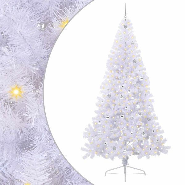 vidaXL Sapin de No&euml;l artificiel avec 300 LED Blanc 240 cm PVC et Acier