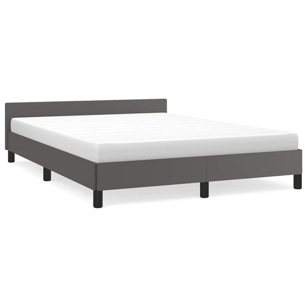 vidaXL Cadre de lit avec t&ecirc;te de lit sans matelas gris 140x190 cm