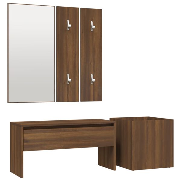 vidaXL Ensemble de meubles de couloir Ch&ecirc;ne marron Bois d'ing&eacute;nierie