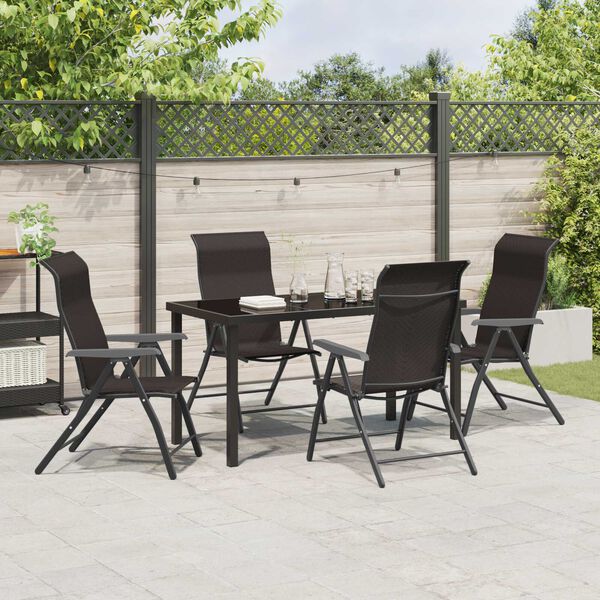 vidaXL Ensemble de salle &agrave; manger pour jardin 5 pcs Noir caf&eacute;