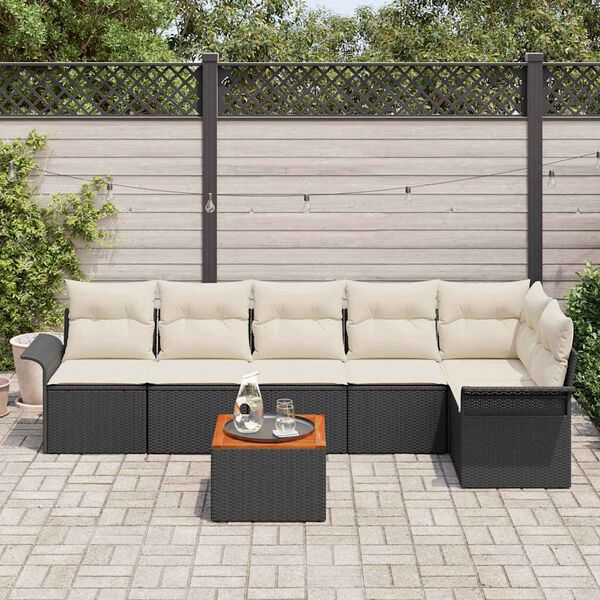 vidaXL Ensemble de canapé de jardin 7 pcs Noir Poly rotin