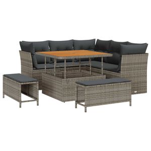 vidaXL Ensemble de canap&eacute; de jardin 8 pcs Gris polyrotin