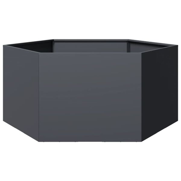 vidaXL Jardini&egrave;re anthracite hexagone 104x90x45 cm acier