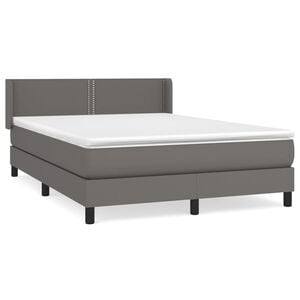 vidaXL Sommier &agrave; lattes de lit avec matelas Gris 140x190 cm Similicuir