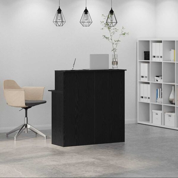 vidaXL Bureau de r&eacute;ception noir 100x50x103,5 cm bois d'ing&eacute;nierie