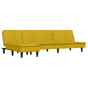 vidaXL Canap&eacute;-lit en forme de L jaune 255x140x70 cm velours