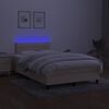 vidaXL Sommier &agrave; lattes de lit matelas et LED cr&egrave;me 120x190 cm tissu