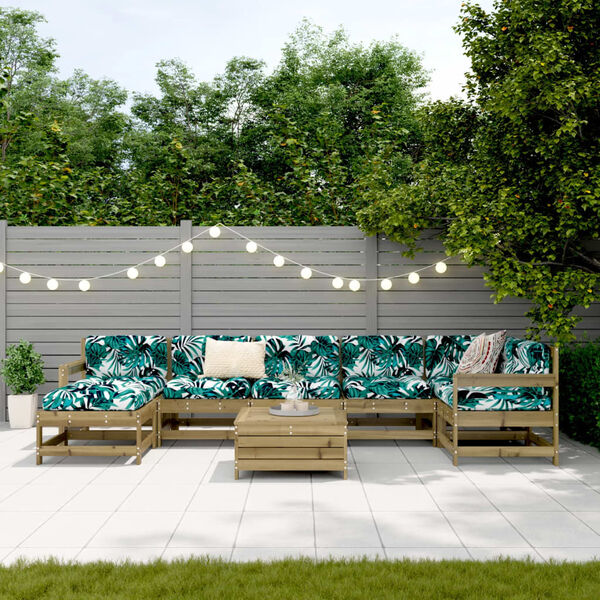 vidaXL Salon de jardin 8 pcs bois de pin impr&eacute;gn&eacute;