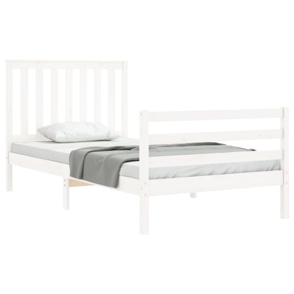 vidaXL Cadre de lit sans matelas blanc 100x200 cm bois massif