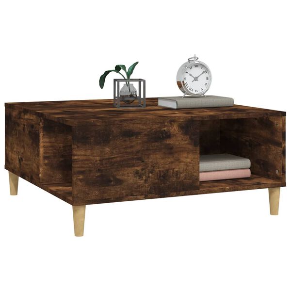 vidaXL Table basse chêne fumé 80x80x36,5 cm bois d'ingénierie