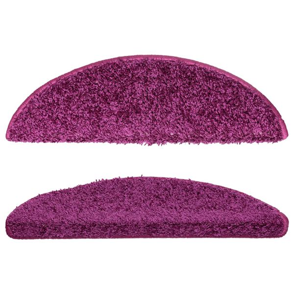 vidaXL Tapis d'escalier 15 pi&egrave;ces 56 x 17 x 3 cm Violet Demi-rond