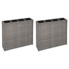 vidaXL Lits sur&eacute;lev&eacute;s de jardin avec 4 pots 2pcs R&eacute;sine tress&eacute;e Gris