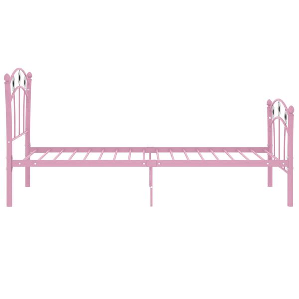 vidaXL Cadre de lit sans matelas rose m&eacute;tal 90x200 cm