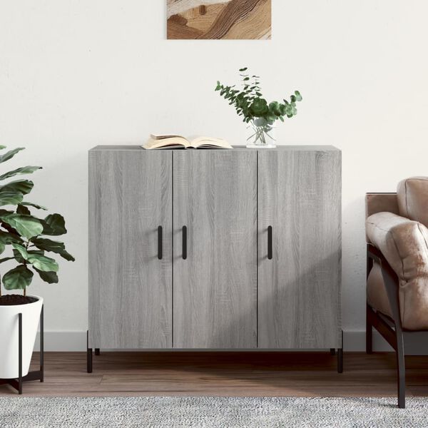 vidaXL Buffet sonoma gris 90x34x80 cm bois d'ing&eacute;nierie