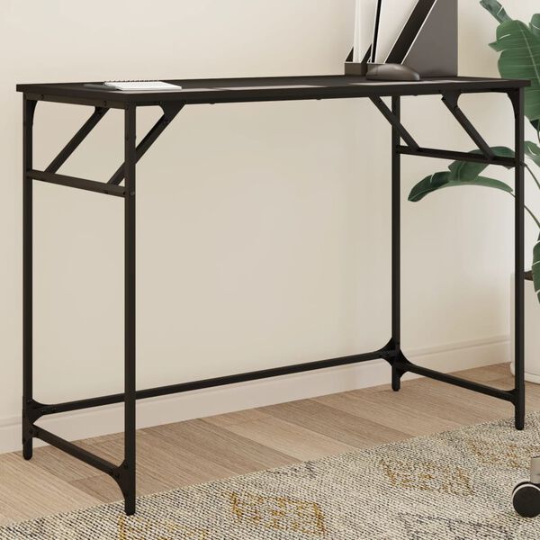 vidaXL Bureau noir 100x45x76 cm bois ingénierie acier enduit de poudre