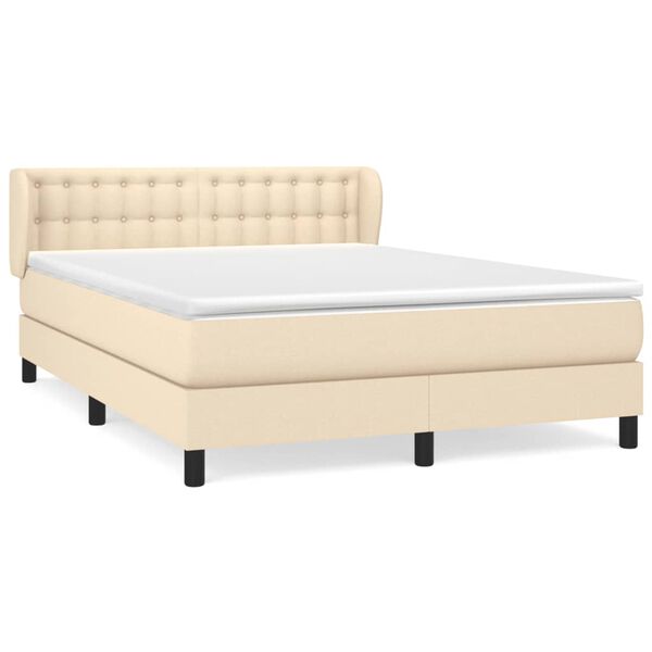 vidaXL Sommier &agrave; lattes de lit avec matelas Cr&egrave;me 140x190 cm Tissu