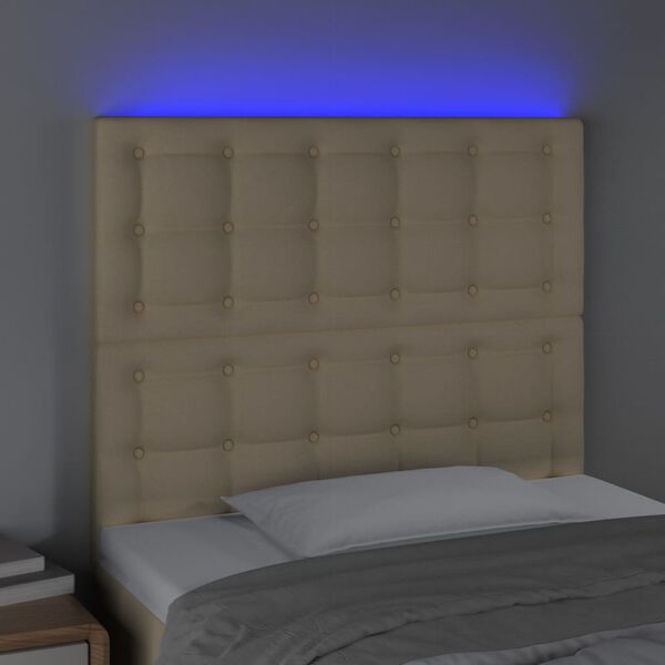 vidaXL Tête de lit à LED Crème 90x5x118/128 cm Tissu