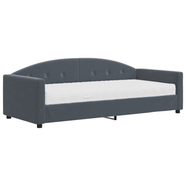 vidaXL Lit de jour avec matelas gris fonc&eacute; 90x190 cm velours