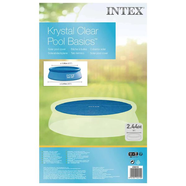 Intex Couverture solaire de piscine bleu 206 cm polyéthylène