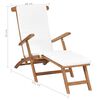 vidaXL Chaise longue avec coussin Blanc cr&egrave;me Bois de teck solide