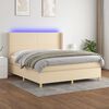 vidaXL Sommier &agrave; lattes de lit matelas et LED Cr&egrave;me 180x200 cm Tissu