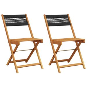 vidaXL Chaises pliantes (lot de 2) en bois massif d'acacia noir et corde