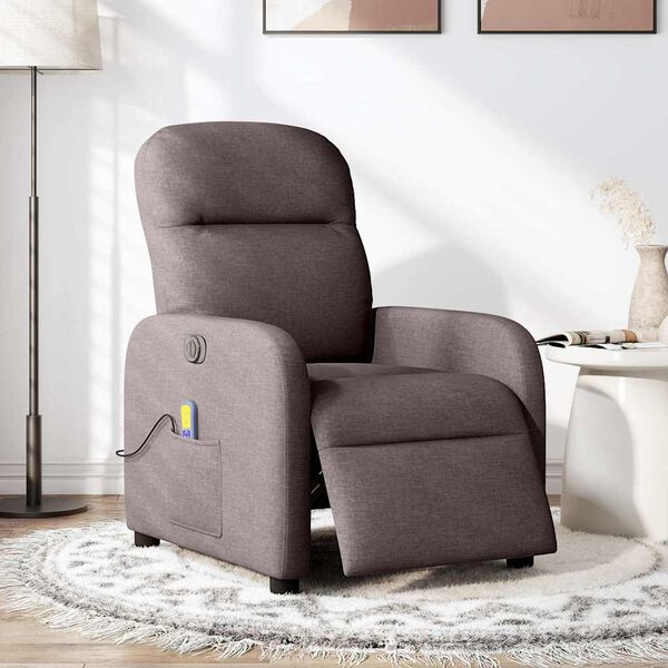 vidaXL Fauteuil de massage inclinable &eacute;lectrique Marron fonc&eacute; Tissu