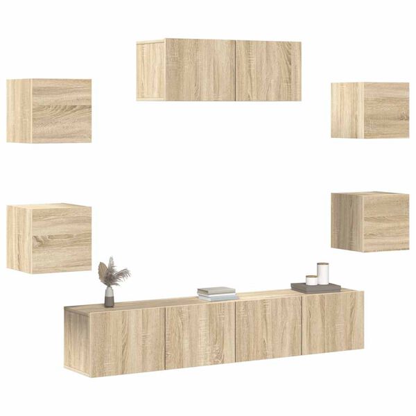 vidaXL Ensemble de meubles TV 7 pcs Chêne sonoma Bois d'ingénierie