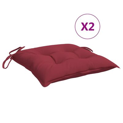 vidaXL Coussins de chaise 2 pcs rouge bordeaux 50x50x7 cm tissu oxford