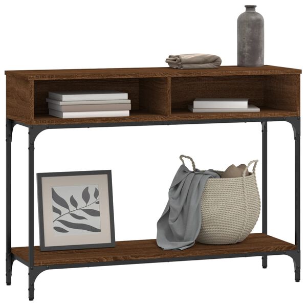 vidaXL Table console ch&ecirc;ne marron 100x30,5x75 cm bois d'ing&eacute;nierie