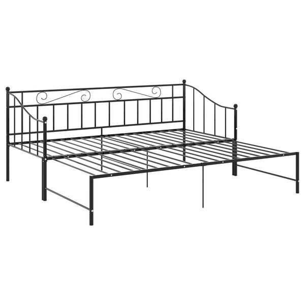 vidaXL Cadre de canapé-lit extensible sans matelas Noir Métal 90x200cm